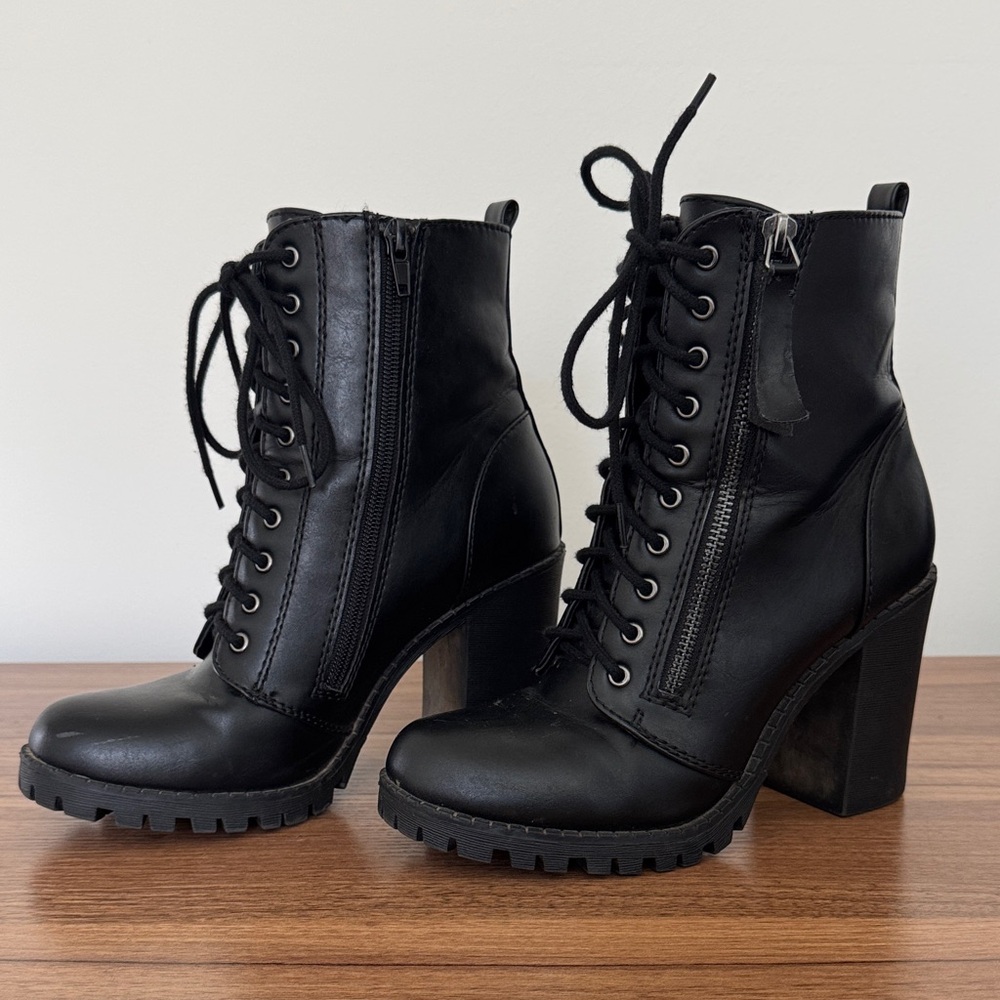 Soda Black Combat Lace-Up Boots - Picture 5 of 5